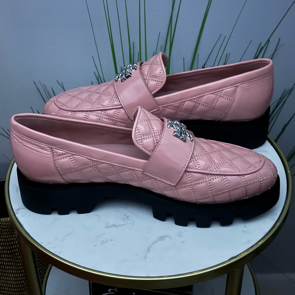 AUTHENTIC Tory Burch Pink Quilted Lug Sole Loafers NWOB